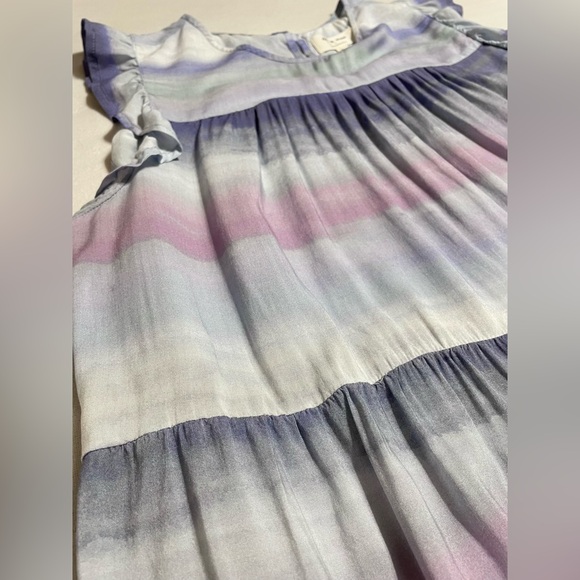 Anthropologie Cloth & Stone Blue Tie Dye Flutter Sleeve Boho Top Tiered Romantic - Picture 7 of 10